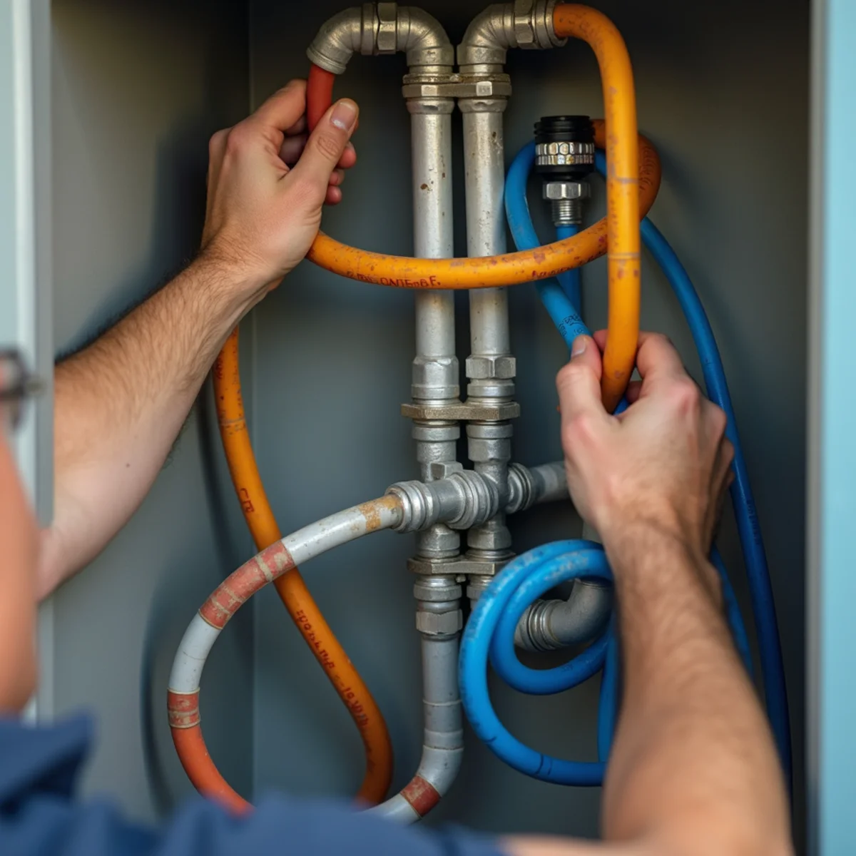 Red Eagle Plumbers plumber performing repiping in a Tarpon Springs, FL home